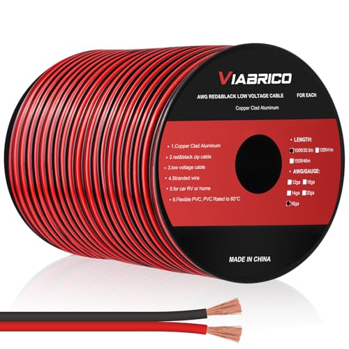 Cavo elettrico da 30 m, 16 AWG, 2 x 1,3 mm², cavo di alimentazione a 2 fili, 5 V/12 V/24 V, cavo di alimentazione in alluminio placcato rame, flessibile e morbido, a bassa impedenza