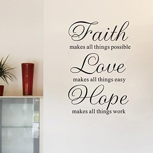 faith love hope inspirational vinyl wall stickers quotes for living room diy home decoration wall art removeable decals black,Black