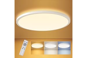 LEDYA LED Plafon Regulable Con Control Remoto, Ø295mm 18w 1600lm Plafon Led Techo Redondo, IP44 Impermeable, 18w Equivale a 150w, 3000k-6000k Regulable Lámpara