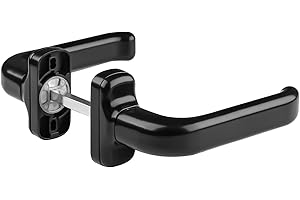 Achkey Set de Poignées de porte d'intérieur avec Rosace, Design classique et élégant, Taille du carré 8 mm, Aluminium Noir