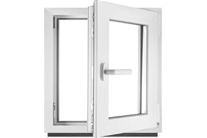 GENERIC Fenêtre en PVC blanc double vitrage 4/24/4 LxH 60 x 60 cm d'ouverture Droite Toutes les tailles 600 x 600 mm Oscillo-battant 1 vantail - BauPlaza