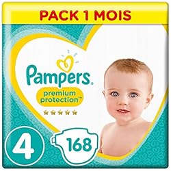 Pampers - Premium Protection - Couches Taille 4 (8-16 kg) - Pack 1 mois (x168 couches)