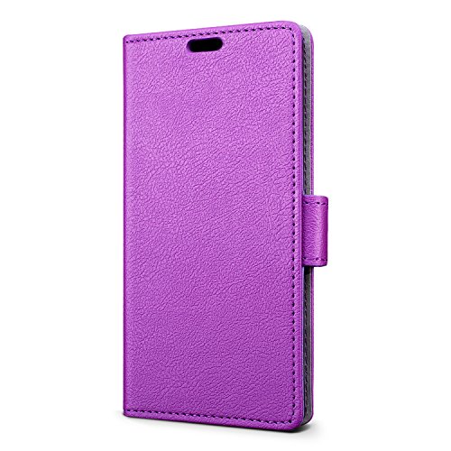 SLEO Funda BQ Aquaris U Lite BQ Aquaris U  Cartera Carcasa Piel PU Suave Flip Folio Caja Super Delgado  Estilo Libro Soporte Plegable y Cierre Magn  tico  para BQ Aquaris U Lite BQ Aquaris U - P  rpura