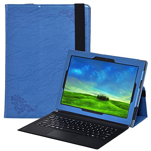 AVIDET Lenovo Miix 720 Hülle Case Etui Tasche, Slim Fit Folio Premium PU Kunstleder Schutzhülle Tasche Etui Smart Cover mit Ständerfunktion für Lenovo Miix 720 Tablet-PC (Blau)
