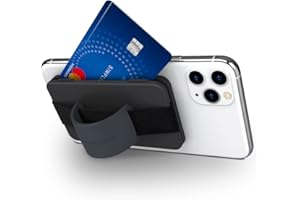 Sinjimoru Handy Kartenhalter, 3in1 Slim Wallet & Handy Halter mit Stander, Handy Fingerhalter, Fingerhalterung Handy fur iPhone und Android. Sinji Card Zip Band Grip Schwarz mit Band Navy