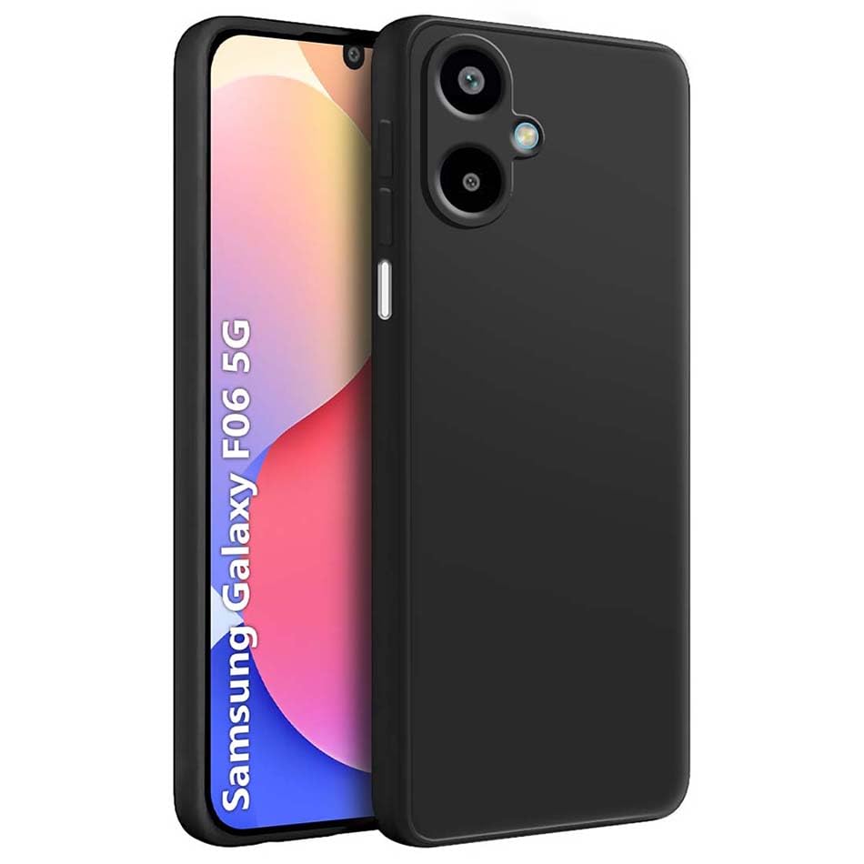 Fashionury Back Cover Case for Samsung Galaxy M06 5G / Samsung Galaxy F06 5G | Matte Soft Silicon Flexible | Camera Bump Protection | All Side Shock Proof Rubberised Back Case Cover (Black)