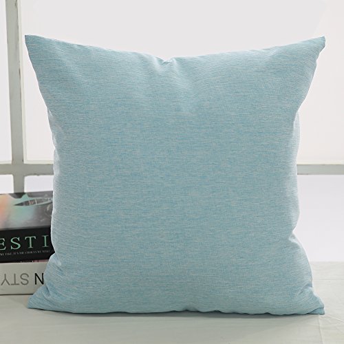 Deconovo 4er Pack Leinen kissenhülle Kissenbezüge Sofakissenbezug 40×40 cm Himmelblau - 2