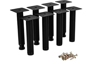 Btowin VCF 6 Inch / 15cm Metal Furniture Legs, 8 Pcs Black Adjustable Furniture Support Feet, DIY Replacement Dresser Legs Feet for Cabinet Table Sofa Couch Chair Desk Kitchen Cupboard