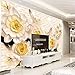 Produktbild Kuamai Benutzerdefinierte 3D Wandbilder Wallpaper 3D Stereoskopische Relief Beige Blumen Europäischen Stil Tv Hintergrund Wandmalerei Tapetenrollen-300X250Cm
