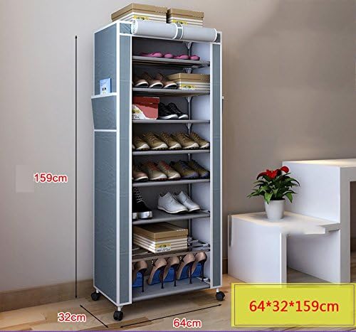 Home to strengthen the mobile dustproof simple shoe rack stainless steel multi-layer sunscreen balcony Oxford cloth shoe cabinet disassembly combination ( Color : Silver gray )