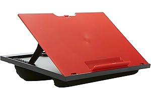 Mind Reader Laptop-Ständer, Betttablett, zusammenklappbar, Kissen, tragbar, Wohnheim, Kunststoff, 37,5 cm L x 27,9 cm B x 18,5 cm H, Rot