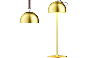 DEELUX Lampe de Table Sans Fil Rechargeable,Hauteur Réglable Métal Lampe de Table avec USB-C,3000K Blanc Chaud Dimmable LED pour l'intérieur et l'extérieur,or,1Pcs