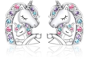LICHUANUK Orecchini Unicorno Bambina Argento Sterling, Regalo di Compleanno Gioielli Unicorno per Ragazze Donne, regali di compleanno per ragazze bambini donne