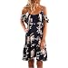 Produktbild Damen Kleider Frauen Dress Blau Sommerkleider Vintage Blumenkleid Ärmelloses Blume Bedruckt Minikleid Halfter Strandkleid Abendkleid Großen Größen Partykleid Cocktailkleid (L, Sexy Blau )