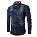Price comparison product image Men's Shirt, LMMVP Fashion Men Autumn Casual Button Slim Fit Denim Cotton Top Vintage Long Sleeve Jean T-Shirt