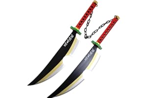 damdos Hallween Props Demon of Slayer Cosplay Sword,32" Kimetsu No Yaiba Tengen Uzui Twin Cosplay Swords Birthdays Gifts(2PCS Sets)