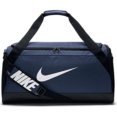 Nike NK Brsla M Duff Sac de Sport de Training (Moyenne) Mixte Adulte, Bleu Nuit Marine/Noir/Blanc, Taille Unique
