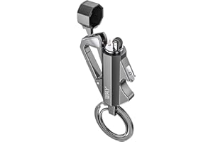 VVAY Pierre Briquet Essence Rechargeable avec Ouvre Bouteille Porte Clef pour Survie Camping Randonnée (Vendu sans Essence)