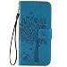 Produktbild Anlike Samsung Galaxy S7 Edge (5,5 Zoll) Hülle, Katzen Baum Muster PU Leder Flip-Case / Brieftasche / Wallet Etui /Lederhülle / Handy Schutzhülle / Bookstyle Cover / Handy Zubehör / Lederhülle / Handyhülle mit Bookstyle mit Standfunktion Kredit Kartenfach - blau
