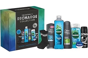UNILEVER Dove Men+Care, Radox, Vaseline & Lynx The Ultimate Recharge Collection Gift Set body wash, shampoo, bath soak, shower gel, lip balm, body spray & socks perfect for any occasion 6 piece