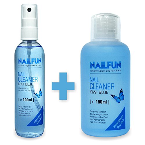 Nail Cleaner Set, 1 x 100 ml + 1 x 150 ml Cleaner, Blue Spray Bottle and Refill Bottle, Degreaser, Sweating Layer Remover, 70% Isopropyl (Alcohol)