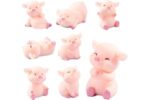 SGERUFZ 8 Pcs adornos de cerdo pequeño decoración de coche decoración de escritorio cerdo de la suerte regalo de cerdo de la suerte rosa