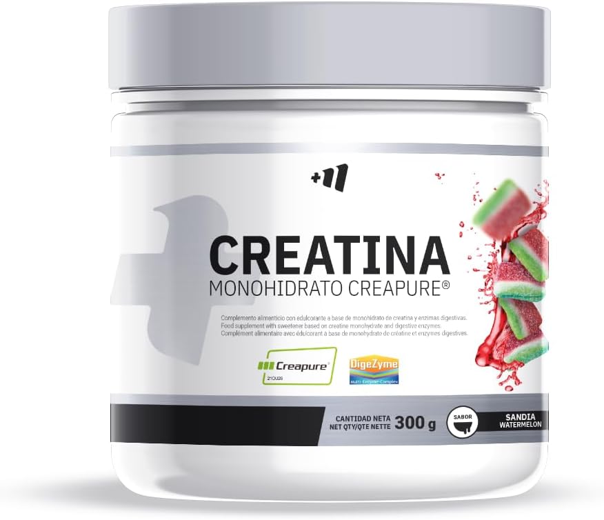 MASmusculo - Creatina Monohidrato Creapure® - en Polvo - Sin Azúcar - 300 g - Bote 3 Meses - Recuperador Muscular - Aumenta Masa Muscular - Sabor Chuches de Sandía