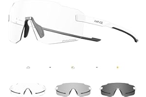 KAPVOE Lunettes de Cyclisme Photochromiques homme femme Lunettes Sportives Anti UV400 pour VTT Course en Montagne et Conduite Monture Sans Cadre K341