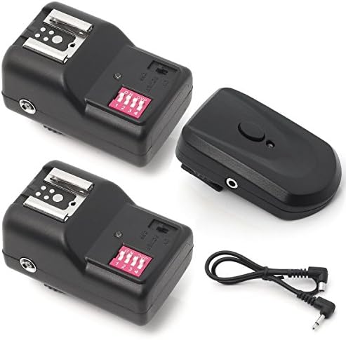 Kvalito 16 Channel Wireless Hot Shoe Flash Trigger Set with Receiver for DSLR Canon Nikon Pentax Olympus (Set:2 receiver + 1 Transmitter)