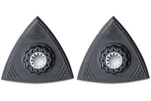 FEIN Set Platorelli ultramorbidi Non Forati, Confezione da 2 pezzi, Attacco Starlock, Attrezzo da lavoro in plastica, Versione triangolare ultramorbida, Lunghezza bordo 80 mm, Fissaggio a Strap