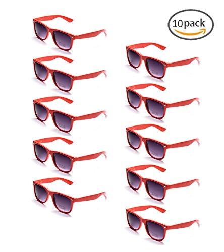 ONNEA 10 Paires Pack de Lunettes de Soleil Fetes Couleur pour Adulte Enfant (Rouge 10-Pack)