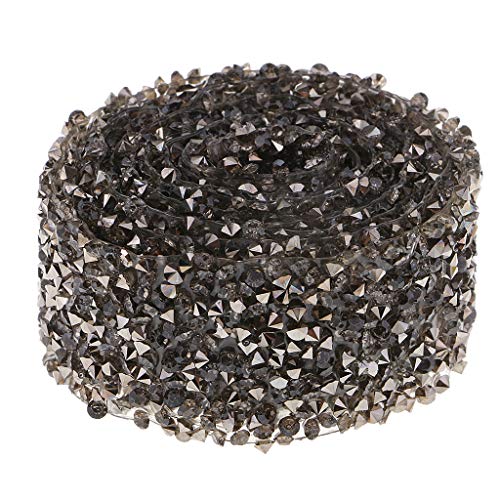 IPOTCH 1 Yard Wrap Roll Cake Rhinestone Wedding Ribbon Favor Decor Party Supplies - Gray, 1 Yard