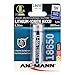 Produktbild ANSMANN geschützter 18650 Akku Li-Ion mit 2600mAh & 3,6V - wiederaufladbare 18650 Batterie geschützt mit PCB Schutzschaltung - Akku 18650 für LED Taschenlampe Stirnlampe Laserpointer & E Zigarette
