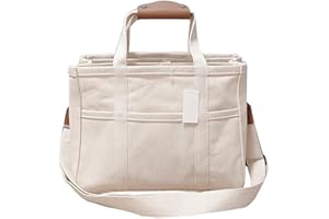 Bimhayuu Canvas Tote Bag mit mehreren Taschen Baby-Wickeltasche Tote Handtasche Multitalent Organizer Casual Shoulder Crossbody Bag mit Fächern für Mama und Papa