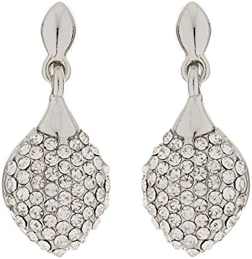 Clip On Earrings - Silver Plated Drop Earring With Clear Crystals - Agnes S by Bello London