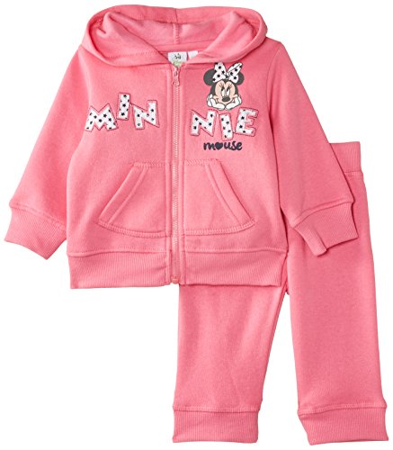 Disney Baby Girls' Minnie Mouse Long Sleeve Tracksuit, Carmine Rose, 6 Months