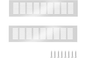 GZGXKJ 2 Pcs Silver 80mm x 400mm Aluminum Alloy Kitchen Air Vent Grille Cover Cupboard Vents Fridge Vent Louvred Wall Vent Grille with Screw (Silver or Black)