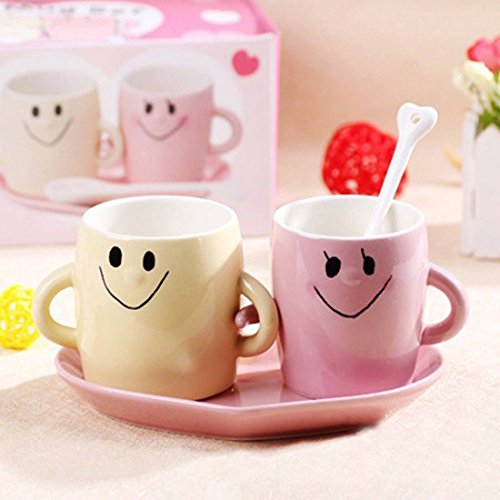 BonZeaL Family Gift Mug Set Ceramic Coffee Mugs Tea Cups Anniversary Gifts for Couple Husband Wife Birthday Gift for Girlfriend Wife Mom Friends Girls Quirky Gifts for Him Her Son Daughter Pack of 2