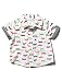 M&Co Baby Boy Short Sleeve Multi Colour Crocodile Print Chambray Trim Button Down Summer Shirt White 2/3 Yr