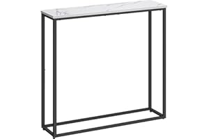 HOOBRO EBM76XG01 stolik konsolowy wąski stolik konsolowy do przedpokoju, mały stolik do sofy, do małych pomieszczeń, salon, wejście, sypialnia, metalowa rama, marmur, czarny