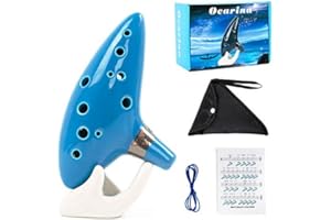 KMISE Okarina 12 Töne Alto Do mit Liederbuchhalter, Umhängeband Flaschengrün (Azurfarben)