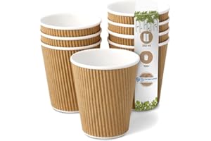 BIOZOYG 100x gobelets jetables isothermes 250 ml / 10 oz, Ø 90 mm blanc/brun - gobelet carton à double couche et sans plastique et - gobelet cafe