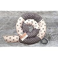 Bettschlange, Patchwork Grau/Weiß mit Sternen, 180cm/210cm/250cm, Handmade, Baby Nestchen