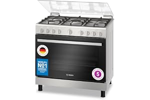 Bosch Freestanding Gas Range Cooker, HGV1D8W50M, 125L XXL Oven, Wok Burner, Safety Features, Stainless Steel, 5 Year Manufacturer Warranty, German Engineering + Free Hand Mixer