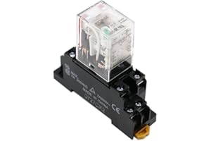 Heschen Relais à usage général, MY2N-GS (MY2NJ), bobine 12VDC, indicateur LED, DPDT, 5A 30VDC/250VAC, avec douille de relais PYF8A