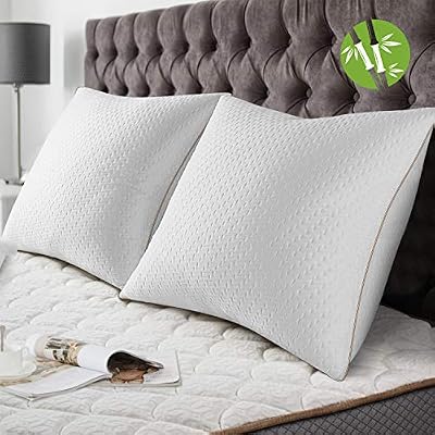 BedStory [Bambou Fibre Oreillers Bambou 60x60 Lot de 2 avec Taies Antiacariens Amovibles, Oreillers Anti-Allergies avec Garnissage 10% 7D et 90% 3D Fibre Polyester, Oreillers Qualité Hotel