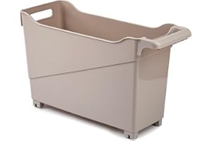 ACAN Tradineur - Carrito de plástico con Ruedas y asa - N.º 1 - Cesta Organizadora para Productos de Limpieza, Baño, Cocina - Color Marrón Topo