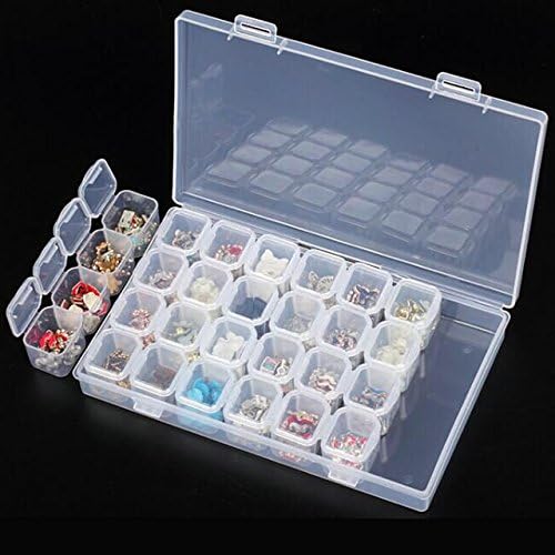 28 Slots Clear Plastic Empty Storage Box Nail Art Rhinestone Tools Jewelry Beads