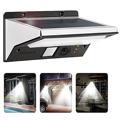 Abask Lampe Solaire Extérieure Etanche , 21 LED Lumière Solaire,avec Trois Modes Intelligents et Paneau Solaire ,Fait de Acier Inoxydable,Éclairage de Sécurité / Lampe Solaire Extérieur / Eclairage mural Pour Jardin, Patio, Terrasse, Cour, Accueil,…