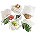 Produktbild Earthtopia 6er Set Obst- und Gemüsenetze aus Bio-Baumwolle | Fair gehandelt und Wiederverwendbar | Gemüsebeutel Obstbeutel (1x S, 2X M, 2X L, 1x Brotbeutel)